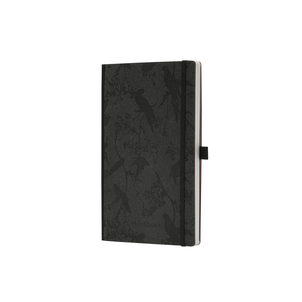 Thinkback Notebook, recycled leather anthracite, plain